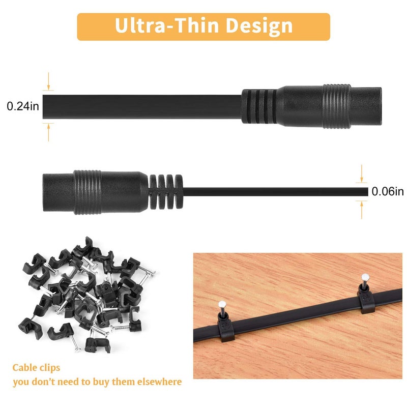 Uogw 2 Pack 20ft/6m DC Power Extension Cable, 2.1mm x 5.5mm Extension Cord Compatible with 12V DC Adapter Cord for Security Camera CCTV IP Camera, LED, Car, Black - Image 5